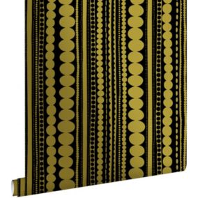 ESTAhome papier peint perles noir et or brillant - 0,53 x 10,05 m - 128822