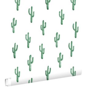 ESTAhome papier peint petit cactus du désert vert émeraude intense - 53 cm x 10,05 m - 138900