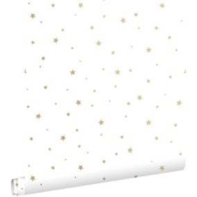 ESTAhome papier peint petites étoiles blanc et or - 0,53 x 10,05 m - 139259