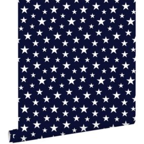 ESTAhome papier peint petites étoiles bleu foncé - 53 cm x 10,05 m - 138730