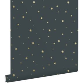 ESTAhome papier peint petites étoiles bleu gris et or - 0,53 x 10,05 m - 139261