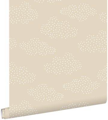 ESTAhome papier peint petits nuages beige 53 cm x 10.05 m