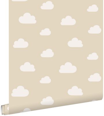 ESTAhome papier peint petits nuages beige 53 cm x 10.05 m