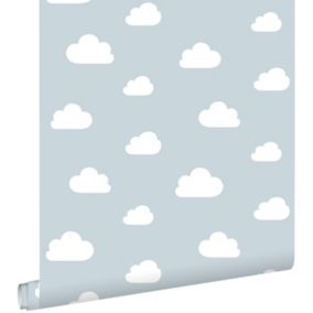 ESTAhome papier peint petits nuages bleu ciel bébé - 0.53 x 10.05 m - 139485