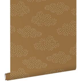 ESTAhome papier peint petits nuages jaune ocre et beige - 50 x 900 cm - 139978