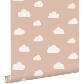 ESTAhome papier peint petits nuages rose terracotta - 0.53 x 10.05 m - 139486