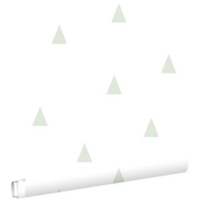 ESTAhome papier peint petits triangles graphiques vert menthe et blanc - 53 cm x 10,05 m - 128868