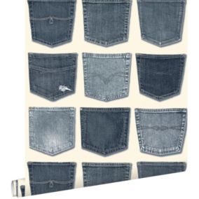 ESTAhome papier peint poches de jeans bleu clair - 53 cm x 10,05 m - 137739