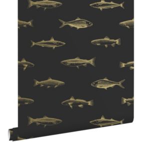 ESTAhome papier peint poissons noir et or - 0,53 x 10,05 m - 139124