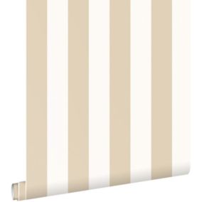 ESTAhome papier peint à rayures blanc et beige clair - 50 x 900 cm - 139913