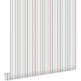 ESTAhome papier peint à rayures bleu et rouge - 53 cm x 10,05 m - 137308