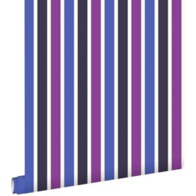 ESTAhome papier peint à rayures bleu et violet - 53 cm x 10,05 m - 116518