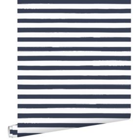 ESTAhome papier peint à rayures bleu foncé et blanc - 0,53 x 10,05 m - 138970