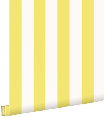 ESTAhome papier peint à rayures jaune et blanc 53 cm x 10.05 m