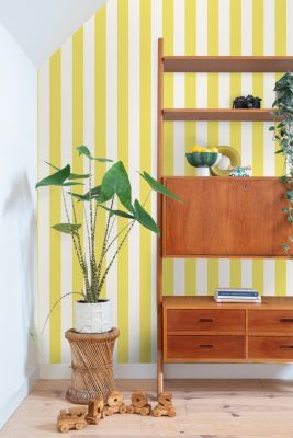 ESTAhome papier peint à rayures jaune et blanc 53 cm x 10.05 m