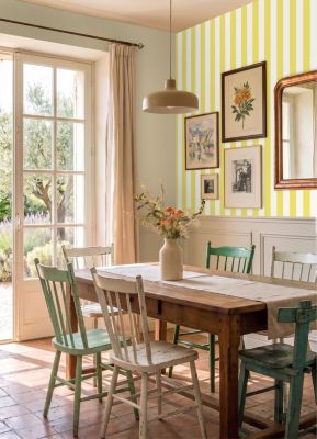 ESTAhome papier peint à rayures jaune et blanc 53 cm x 10.05 m