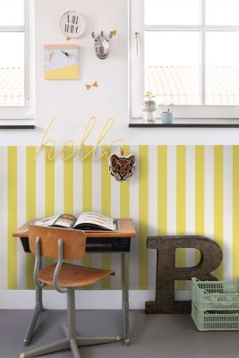 ESTAhome papier peint à rayures jaune et blanc 53 cm x 10.05 m