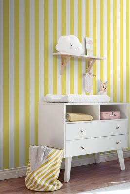 ESTAhome papier peint à rayures jaune et blanc 53 cm x 10.05 m