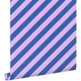 ESTAhome papier peint à rayures lilas violet et bleu royal - 50 x 900 cm - 139957