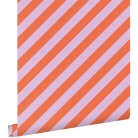 ESTAhome papier peint à rayures lilas violet et orange - 50 x 900 cm - 139956