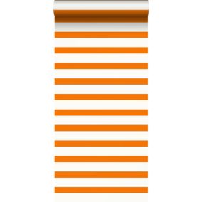 ESTAhome papier peint à rayures orange et blanc - 53 cm x 10,05 m - 115872