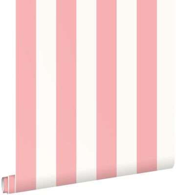ESTAhome papier peint à rayures rose clair et blanc 53 cm x 10.05 m