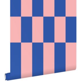 ESTAhome papier peint à rayures rose et bleu royal - 50 x 900 cm - 130921