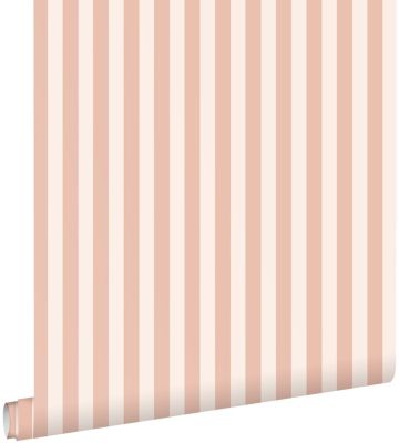 ESTAhome papier peint à rayures rose terracotta 53 cm x 10.05 m