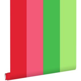 ESTAhome papier peint à rayures rouge et rose - 53 cm x 10,05 m - 116523