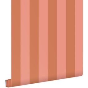 ESTAhome papier peint à rayures terracotta et rose pêche - 0.53 x 10.05 m - 139905