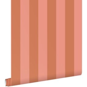 ESTAhome papier peint à rayures terracotta et rose pêche - 50 x 900 cm - 139905