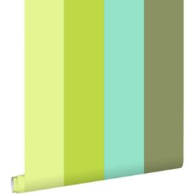 ESTAhome papier peint à rayures turquoise et vert citron - 53 cm x 10,05 m - 116524