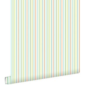 ESTAhome papier peint à rayures vert citron et turquoise - 53 cm x 10,05 m - 137307