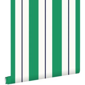 ESTAhome papier peint à rayures vert et bleu marine - 53 cm x 10,05 m - 136414