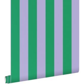 ESTAhome papier peint à rayures vert et lilas violet - 50 x 900 cm - 139908