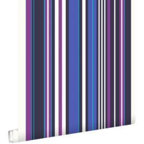 ESTAhome papier peint à rayures violet et bleu - 53 cm x 10,05 m - 116536