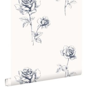 ESTAhome papier peint roses bleu - 53 cm x 10,05 m - 127610