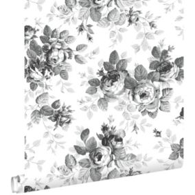 ESTAhome papier peint roses noir et blanc - 53 cm x 10,05 m - 138112