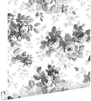 ESTAhome papier peint roses noir et blanc 53 cm x 10.05 m