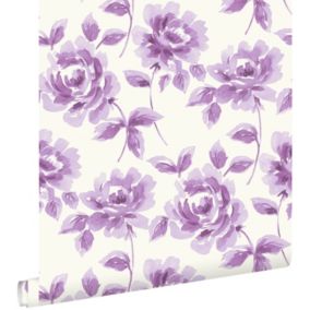 ESTAhome papier peint roses peintes à l'aquarelle violet - 53 cm x 10,05 m - 128015