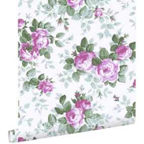 ESTAhome papier peint roses violet - 53 cm x 10,05 m - 138110
