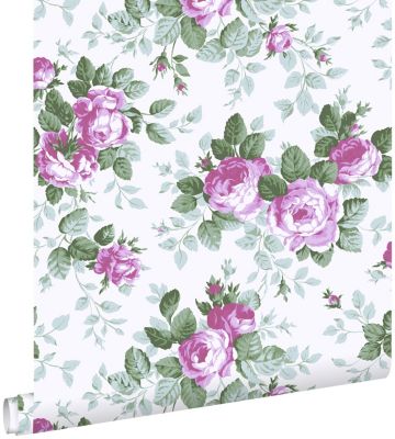 ESTAhome papier peint roses violet 53 cm x 10.05 m