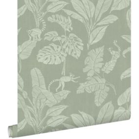 ESTAhome papier peint singes et feuilles de la jungle vert - 50 x 900 cm - 139863