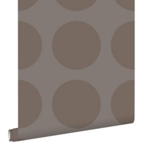 ESTAhome papier peint sphères sur toile de lin taupe - 53 cm x 10,05 m - 135424