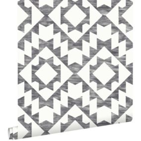 ESTAhome papier peint tapis Marrakech noir et blanc mat - 53 cm x 10,05 m - 148677