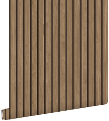 ESTAhome papier peint tasseaux de bois marron clair 53 cm x 10.05 m