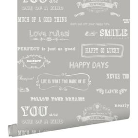 ESTAhome papier peint texte tableau beige - 53 cm x 10,05 m - 128505