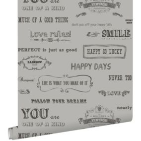 ESTAhome papier peint texte tableau gris chaud clair - 53 cm x 10,05 m - 128504