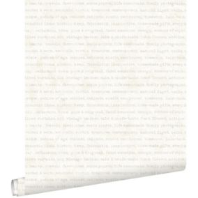 ESTAhome papier peint textes beige sur fond blanc mixte - 53 cm x 10,05 m - 148340