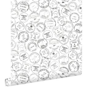 ESTAhome papier peint timbres de surf noir et blanc - 0,53 x 10,05 m - 138981